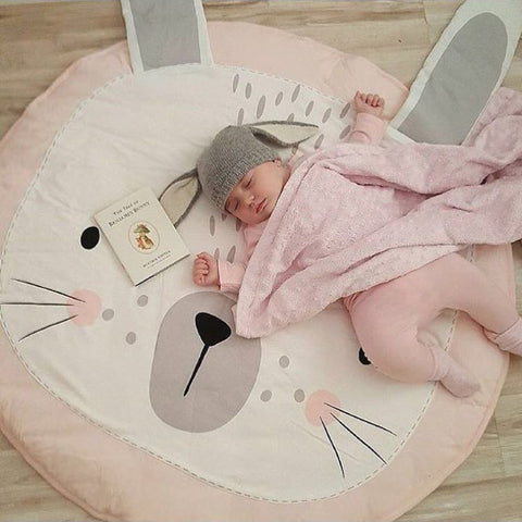 Cute Pink Rabbit Bear Baby Rug