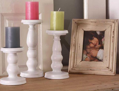White Metal Pillar Candle Holder