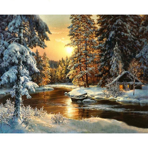Village Snow Wall Art Picture
